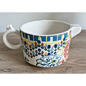Anthropologie Floral Mason Creamer Butterfly & Tulips Stoneware Cottagecore
